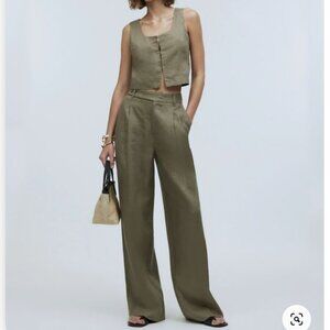 SET: 100% Linen Harlow Wide-Leg Pant AND Scoopneck Crop Tank